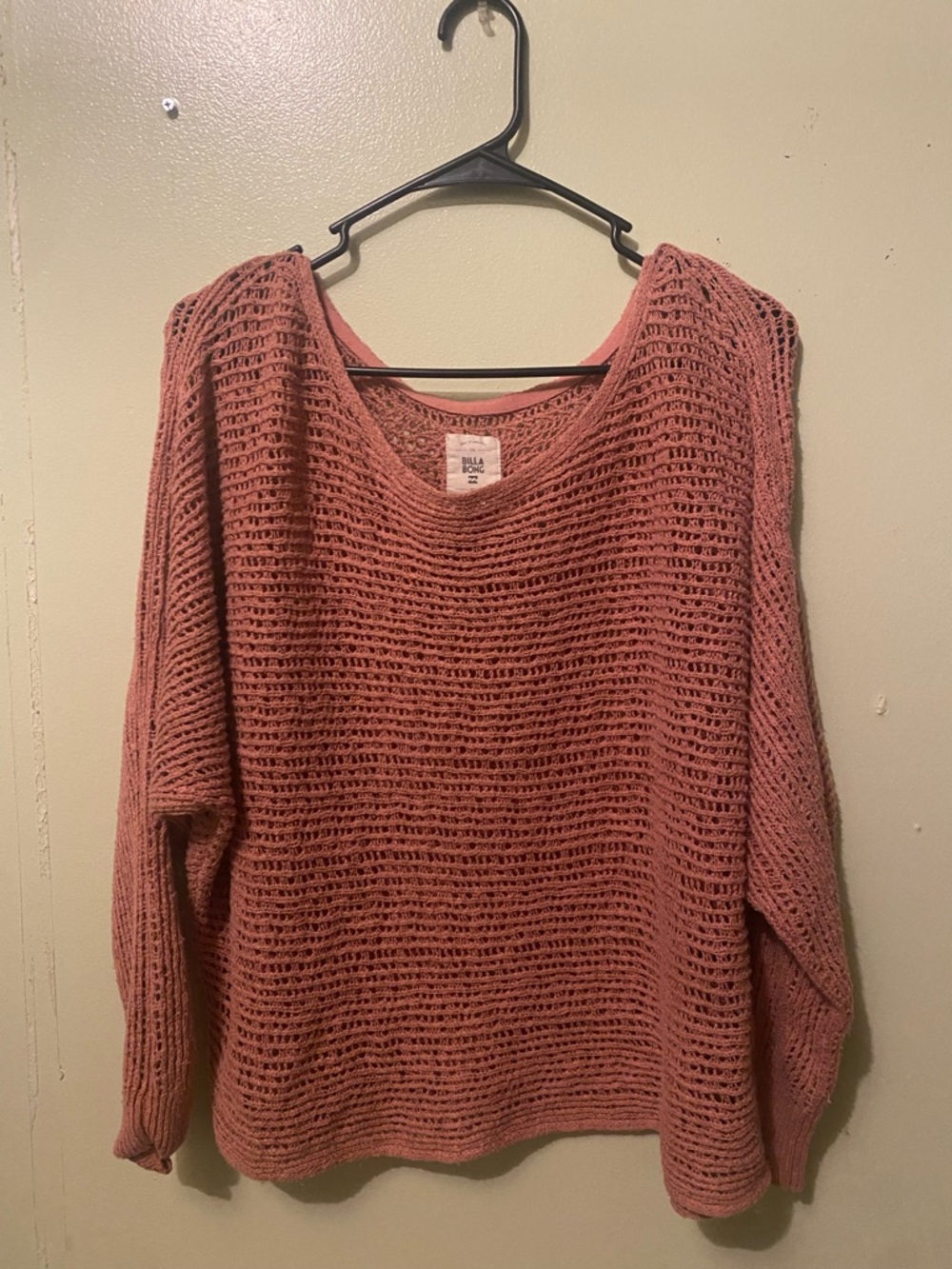 Billabong Open-Knit Swim Coverup in Dusty Rose
